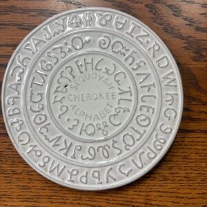 Frankoma Pottery Trivet Sequoyah Cherokee Alphabet